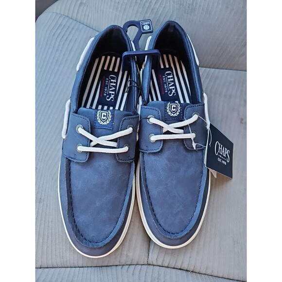 Chaps Men's Casual Dock Boat Shoe Comfort Foam Lace Up Blue Size 7.5 - Picture 1 of 7